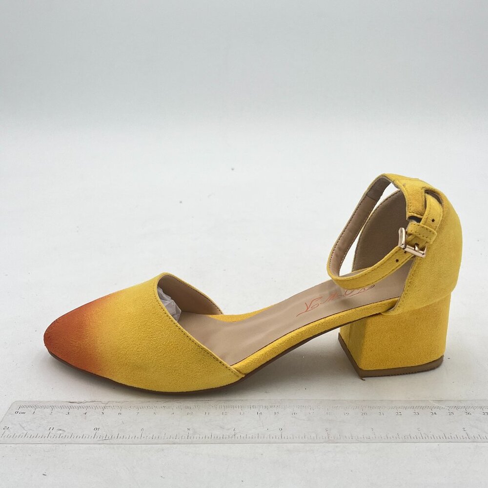 FOWT  D'Orsay Sandals Closed Round Toe Pumps High Block Heels Dress Shoes Ankle